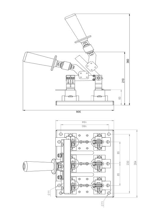 Габаритные размеры Разъединитель РЕ19-39 31110 250А